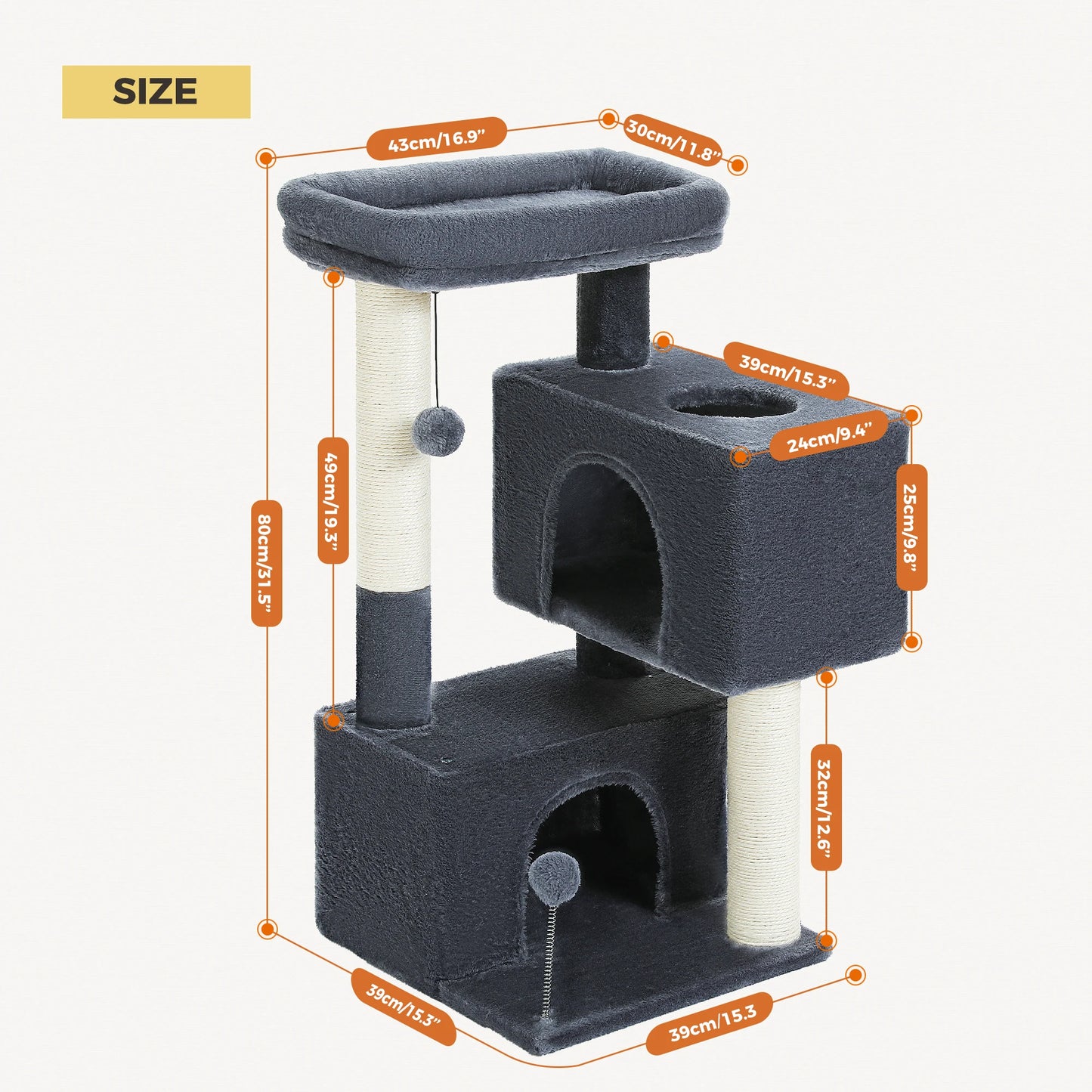 Large Cat Tree for Indoor Cats Multi-Level Cat Tower with Spacious Condos Scratching Pad Kitten House Accessories Cat Toys
