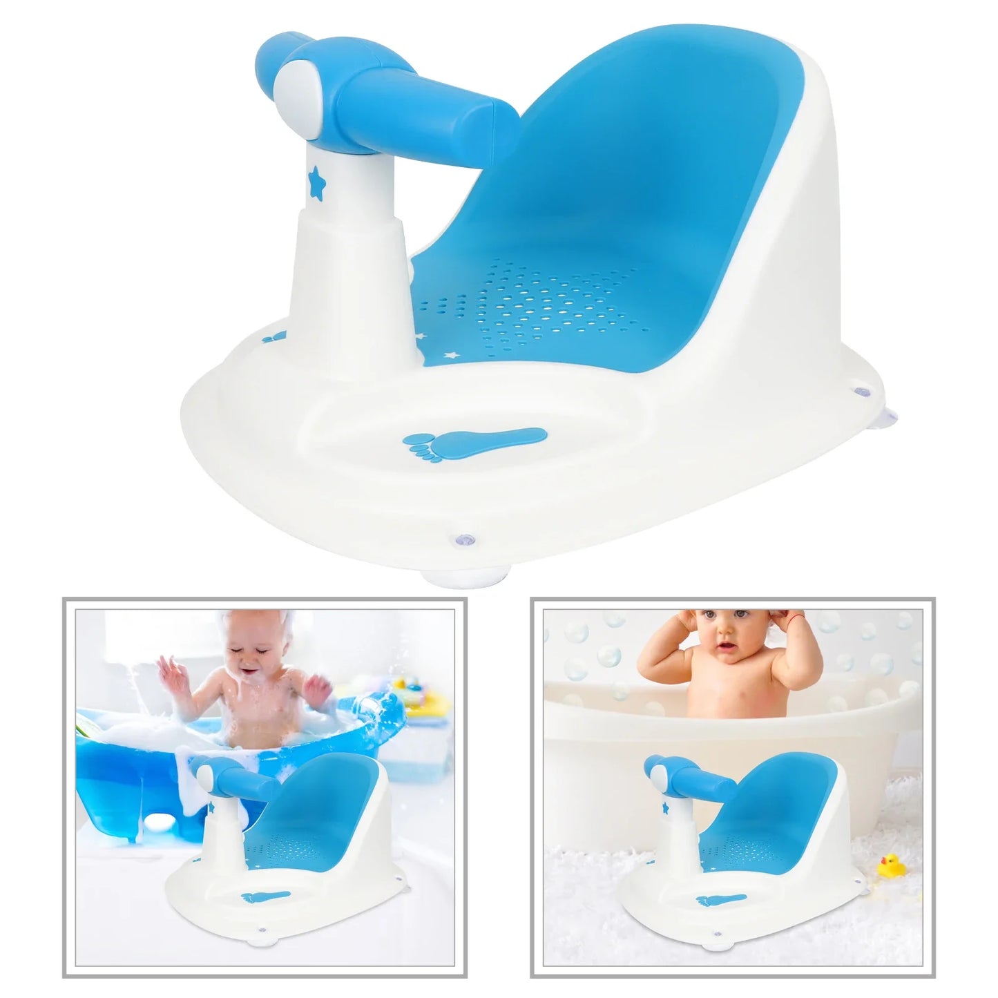 Baby Bath Seat Tub Chair with Suction Cups Stable PP TPE Material Bathtub Seats for 6 to 12 Months Toddler Shower Chairs Bright