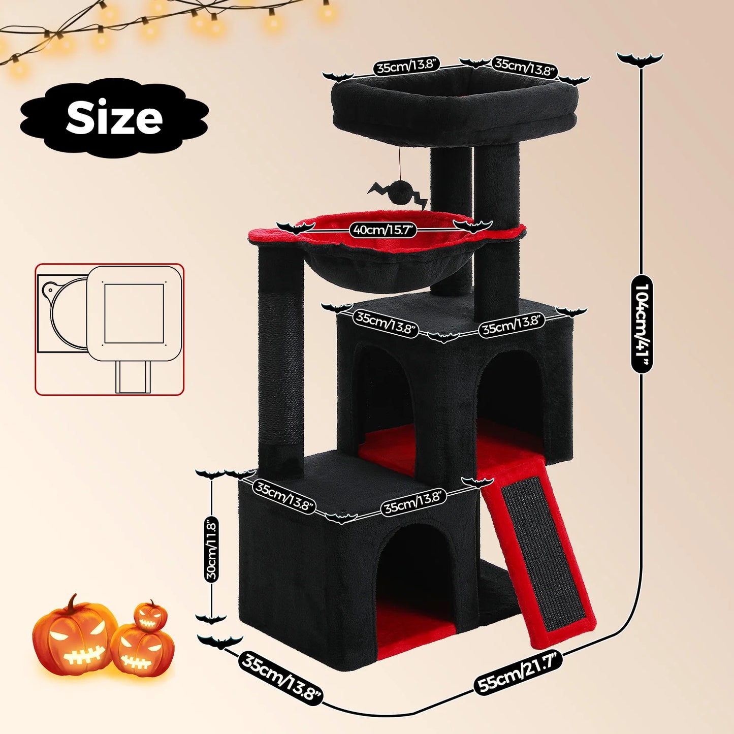 Large Cat Tree for Indoor Cats Multi-Level Cat Tower with Spacious Condos Scratching Pad Kitten House Accessories Cat Toys