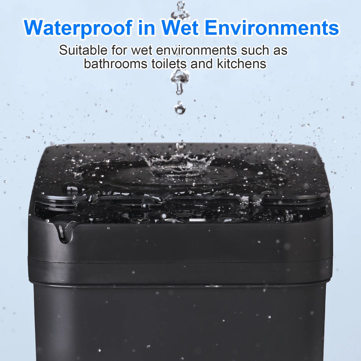 2 Pack 12L Bathroom Automatic Trash Can Touchless Motion Sensor Slim Garbage Can  Lid for Bedroom Living room Office Black