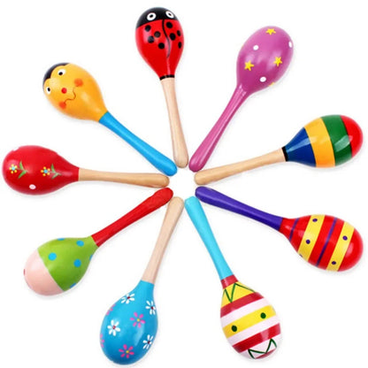 Large Montessori Baby Toy Wooden Colorful Musical Instrument Rattle Shaker Sand Children Early Learning Toys
