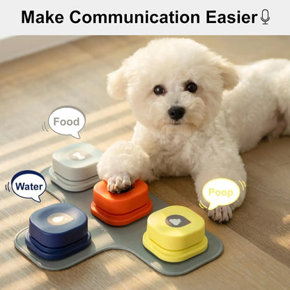 Mewoofun Dog Buttons with Rubber Mat Recordable Dog Talking Buttons Set Communication Starter Pack Dog Training Speaking Buttons