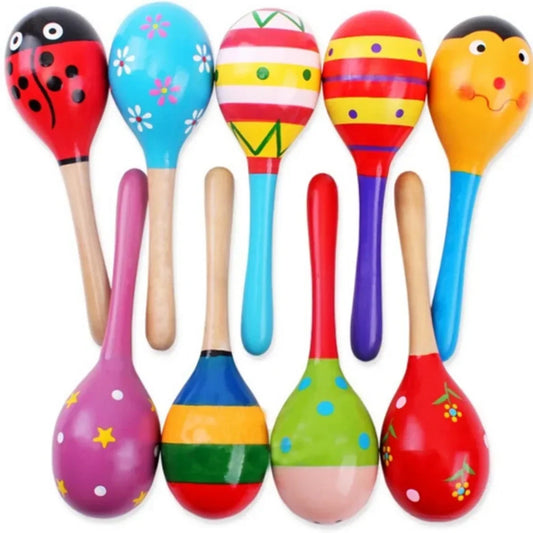 Large Montessori Baby Toy Wooden Colorful Musical Instrument Rattle Shaker Sand Children Early Learning Toys