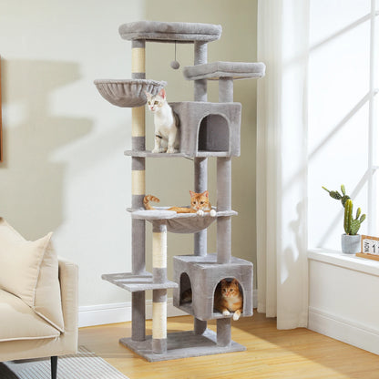Large Cat Tree Tall Cat Tower for Indoor Cats Multi-Level Plush Cat Condo with Scratching Posts Scratching Boards