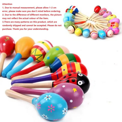 Large Montessori Baby Toy Wooden Colorful Musical Instrument Rattle Shaker Sand Children Early Learning Toys