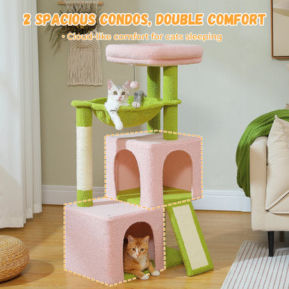 Large Cat Tree for Indoor Cats Multi-Level Cat Tower with Spacious Condos Scratching Pad Kitten House Accessories Cat Toys