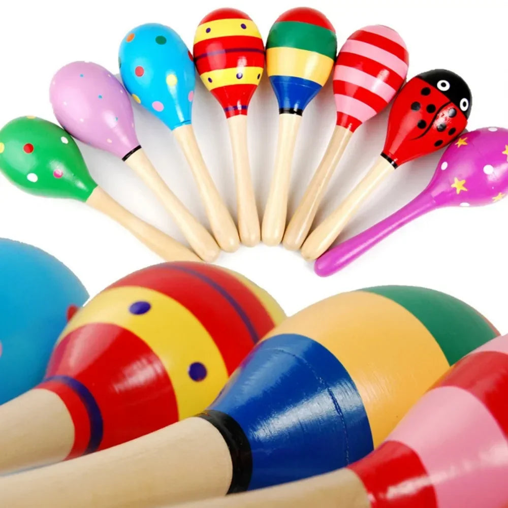 Large Montessori Baby Toy Wooden Colorful Musical Instrument Rattle Shaker Sand Children Early Learning Toys